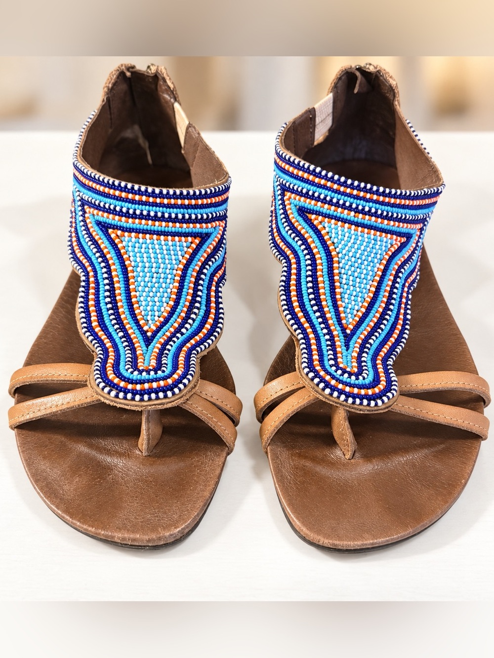 PIKOLINOS Antillas Beaded Leather Sandals T-Strap Sandals